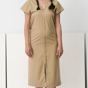 Elegant Tan Midi Dress